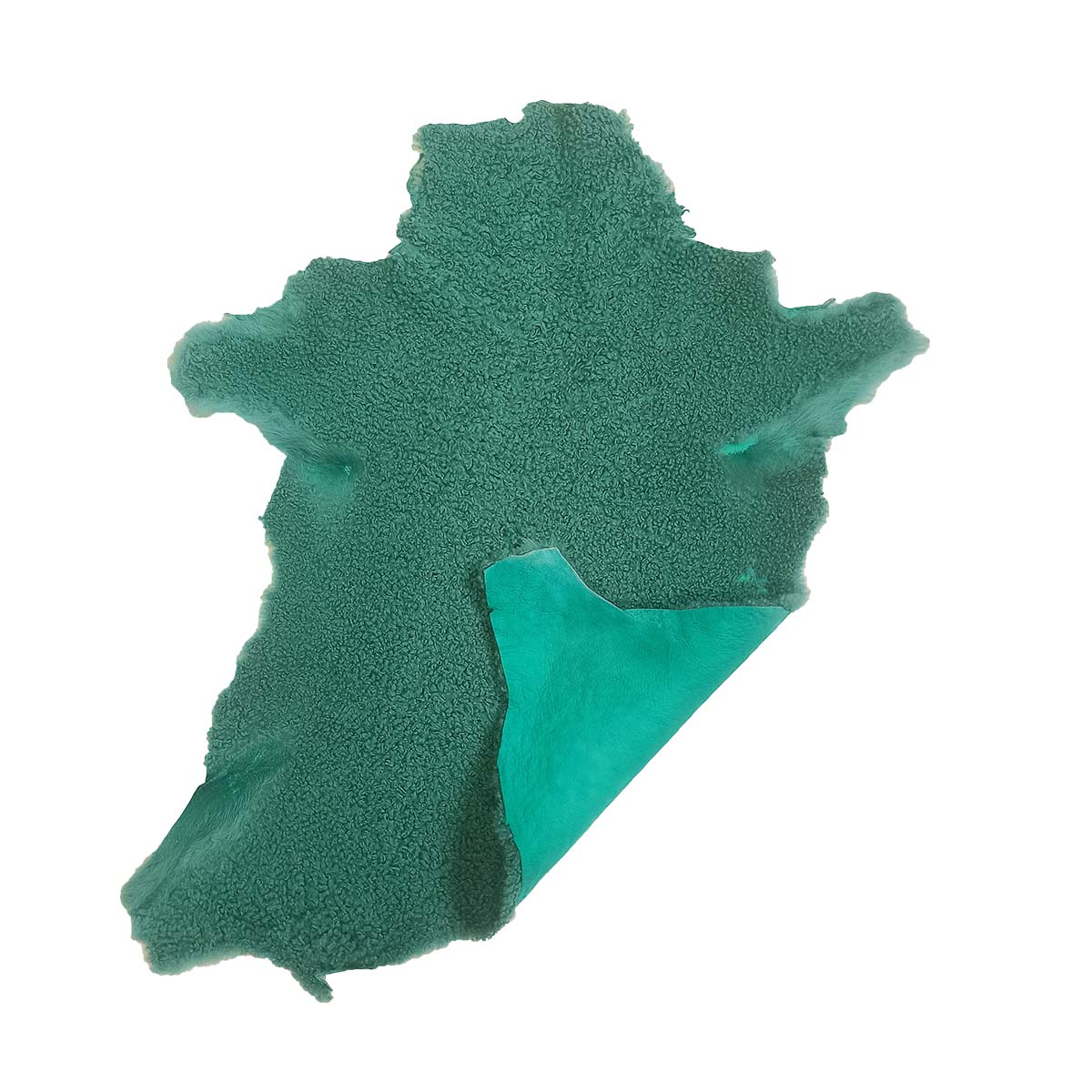 Peau de mouton lainé frisé - Dos velours - VERT Q55 - Deco Cuir