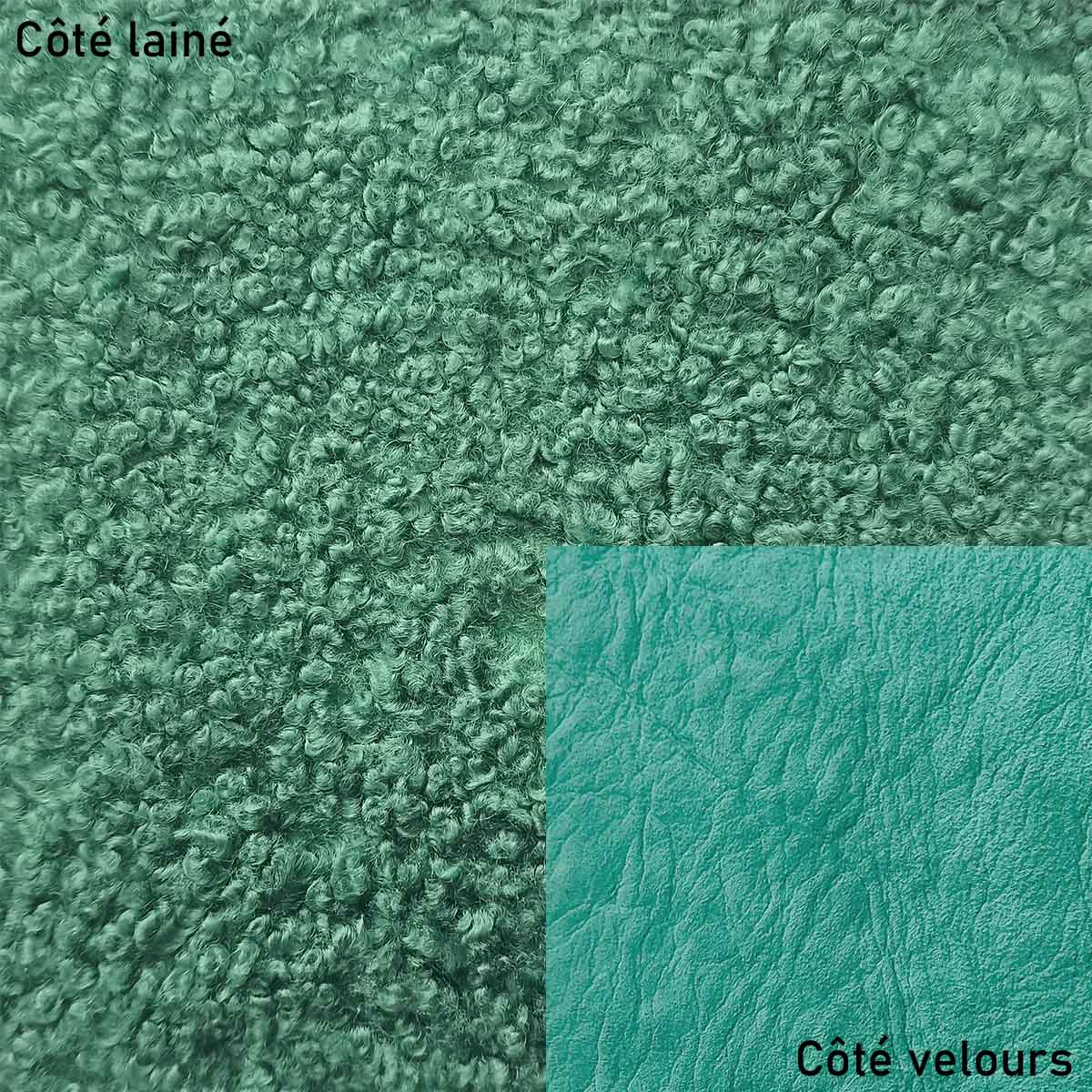 Peau de mouton lainé frisé - Dos velours - VERT Q55 - Deco Cuir