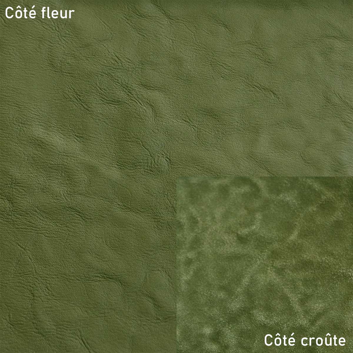 Peau de cuir d'agneau effet froissé - KAKI Q65