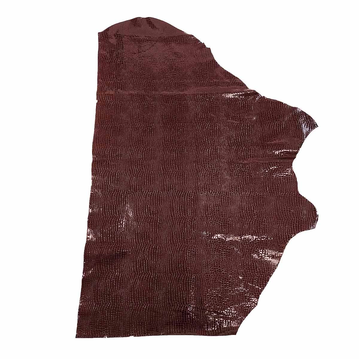 Peau de cuir de veau verni imitation croco - MARRON ACAJOU Q87