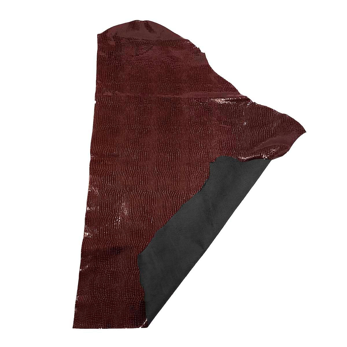 Peau de cuir de veau verni imitation croco - MARRON ACAJOU Q87