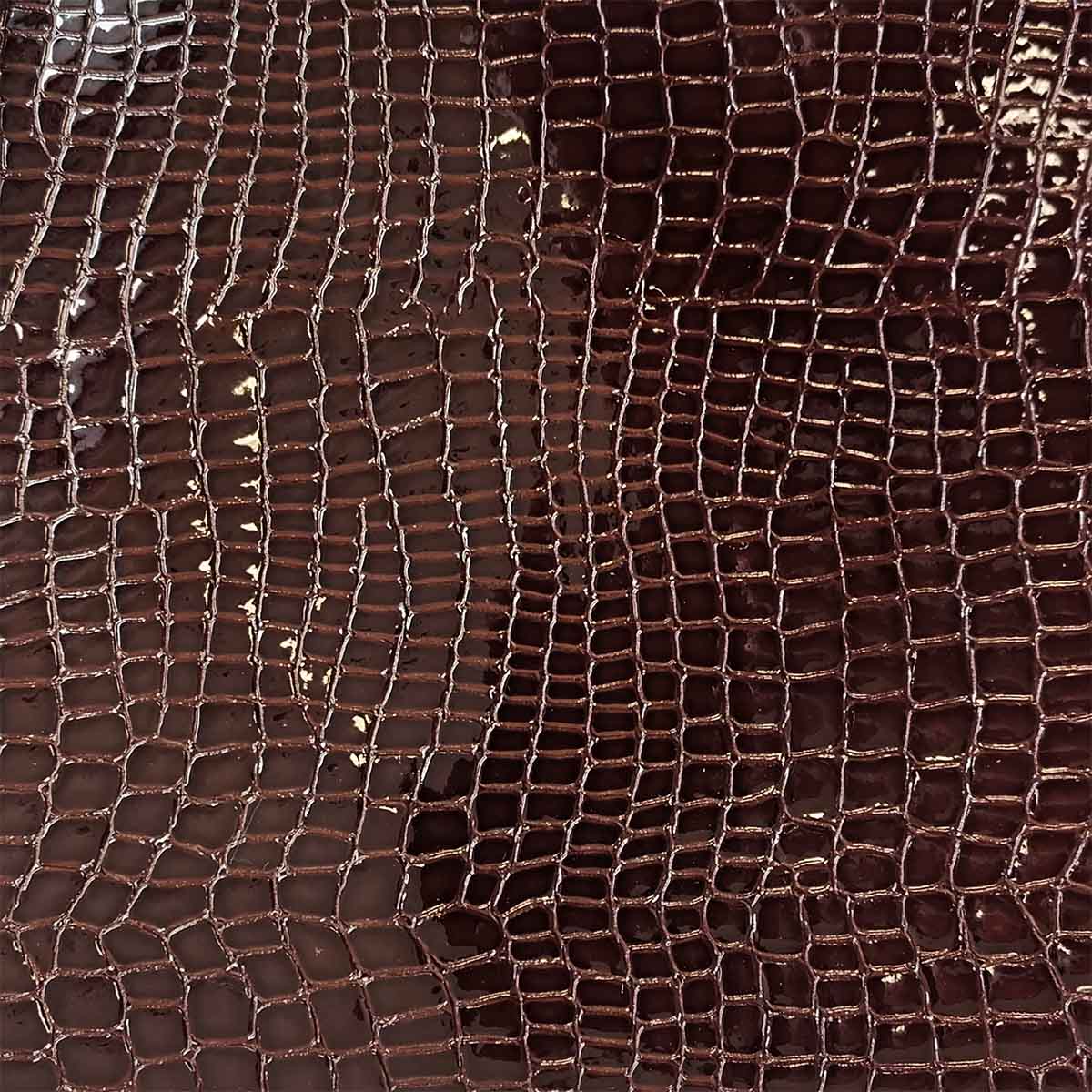 Peau de cuir de veau verni imitation croco - MARRON ACAJOU Q87