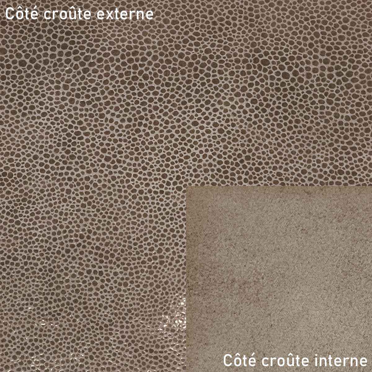 Croûte de cuir de veau - Velours imitation grain galuchat - TAUPE Q88