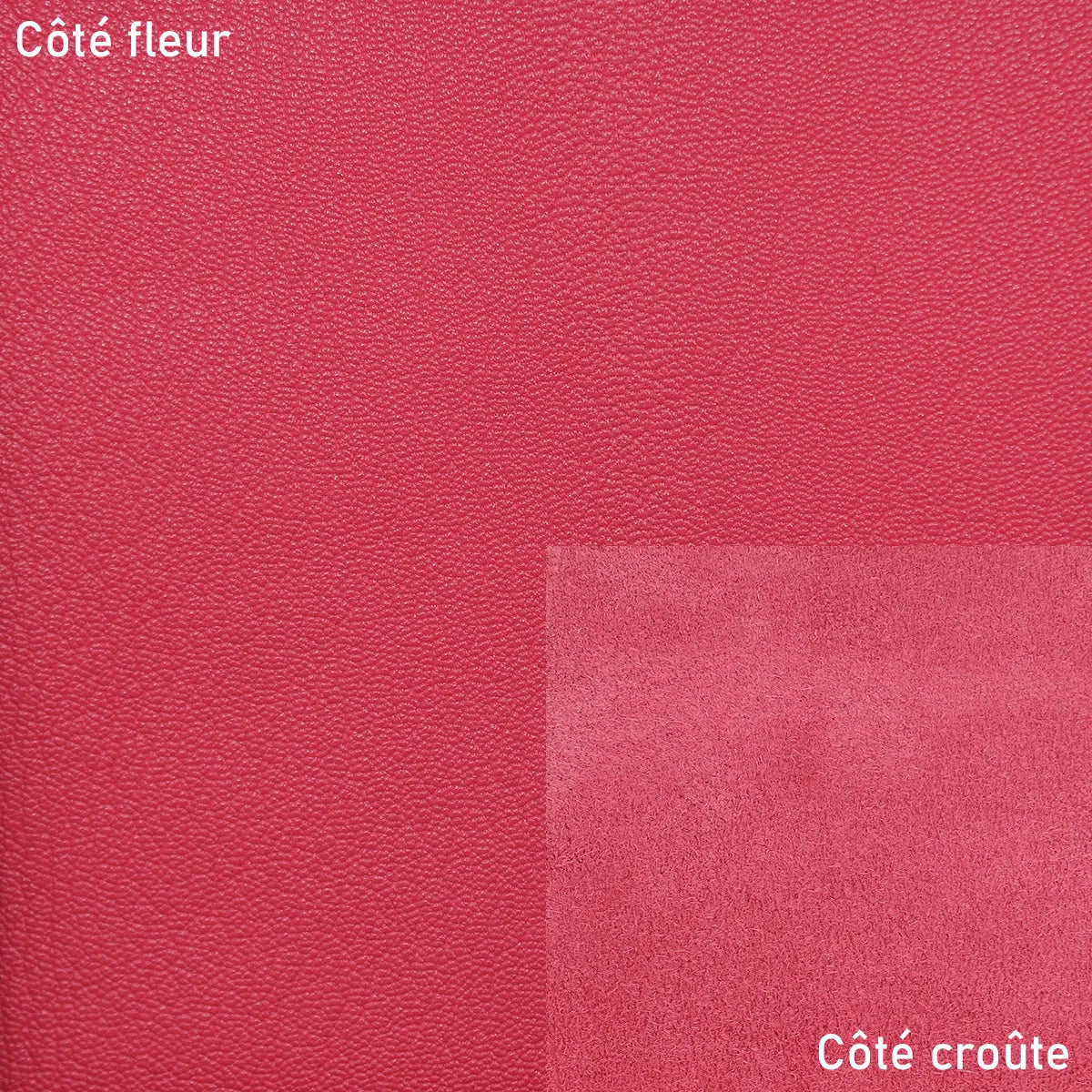 Cuir chèvre framboise grainé