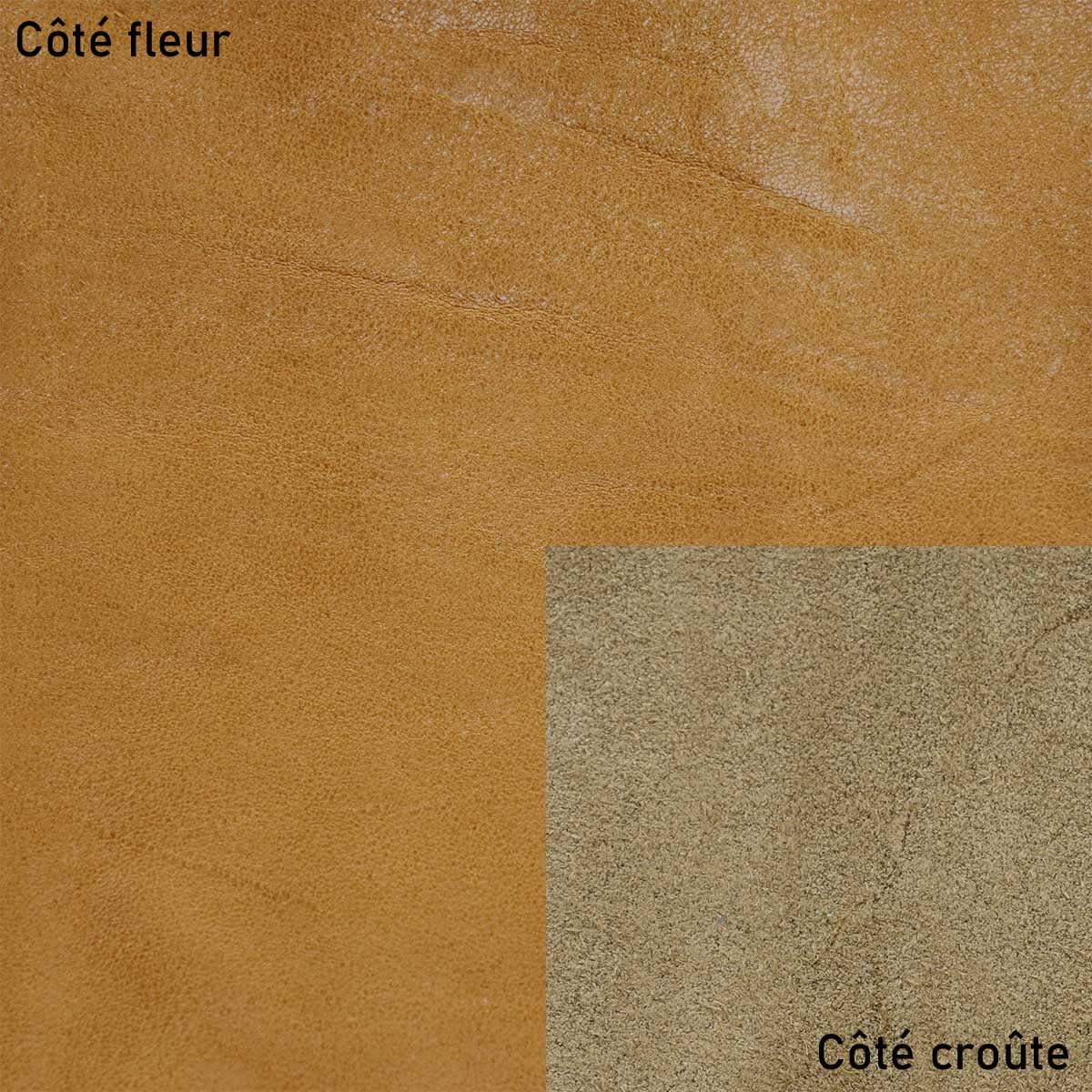 Peau de cuir de  vachette lisse effet froissé - CAMEL R43