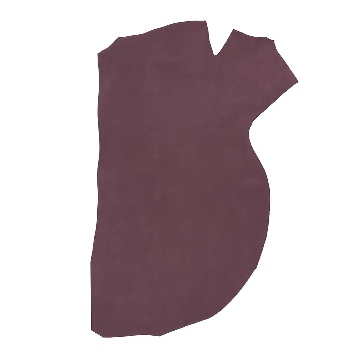 Peau de cuir de veau velours prune, croûte de cuir bovin, texture douce et souple, utilisée pour la maroquinerie ou la couture.