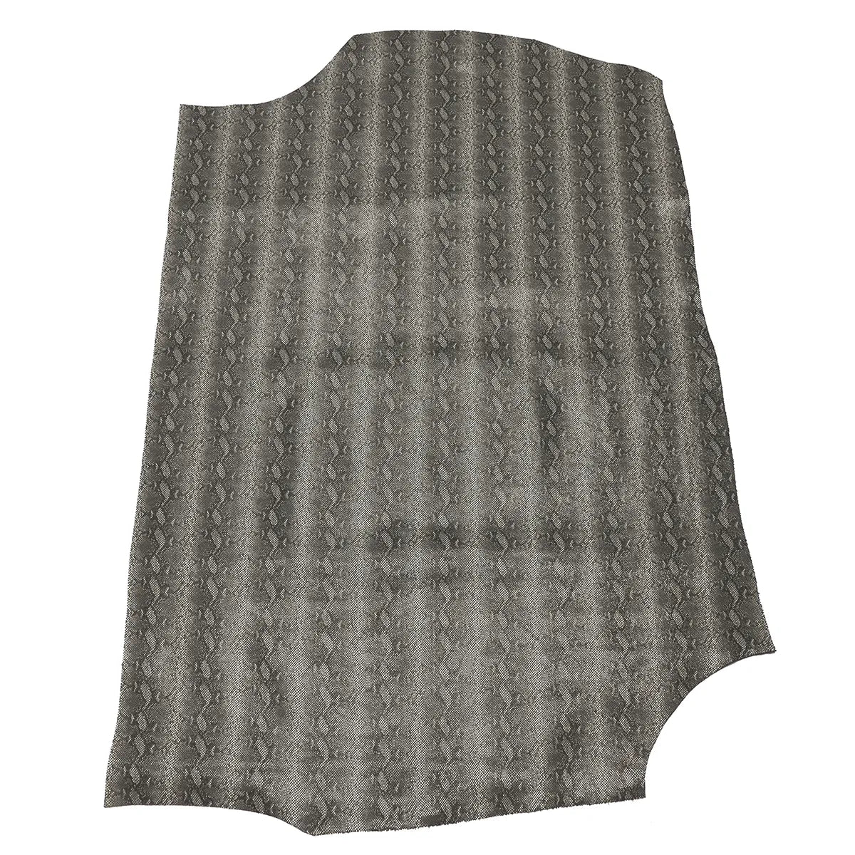 Peau de cuir de veau imitation serpent gris, cuir fantaisie, texture réaliste pour accessoires ou décoration.