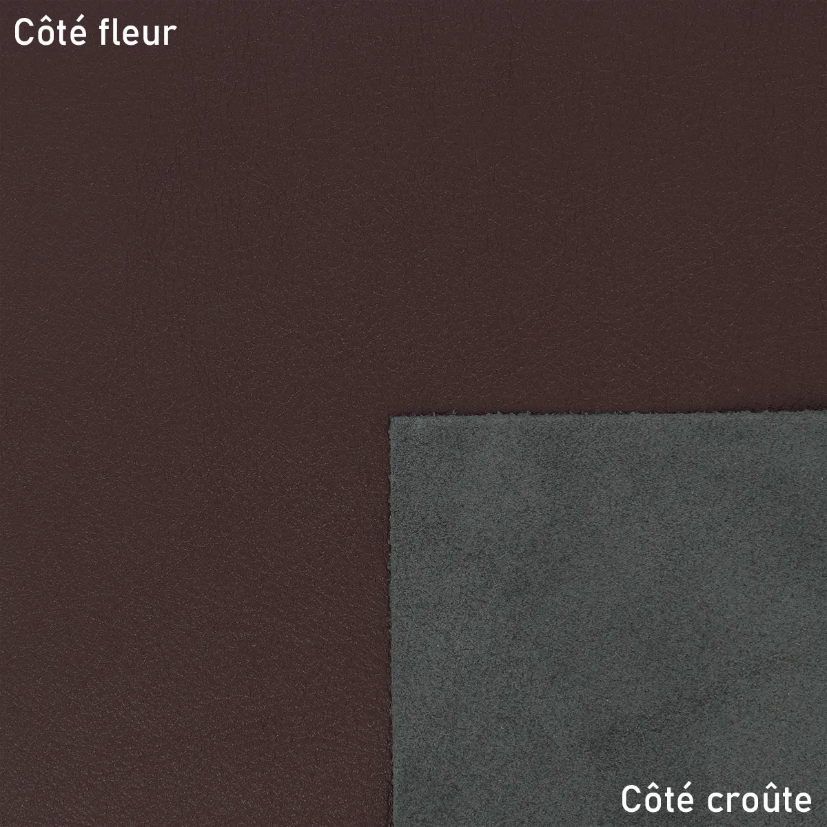 Pièce de cuir de vachette rouge bordeaux au grain fin et souple. 