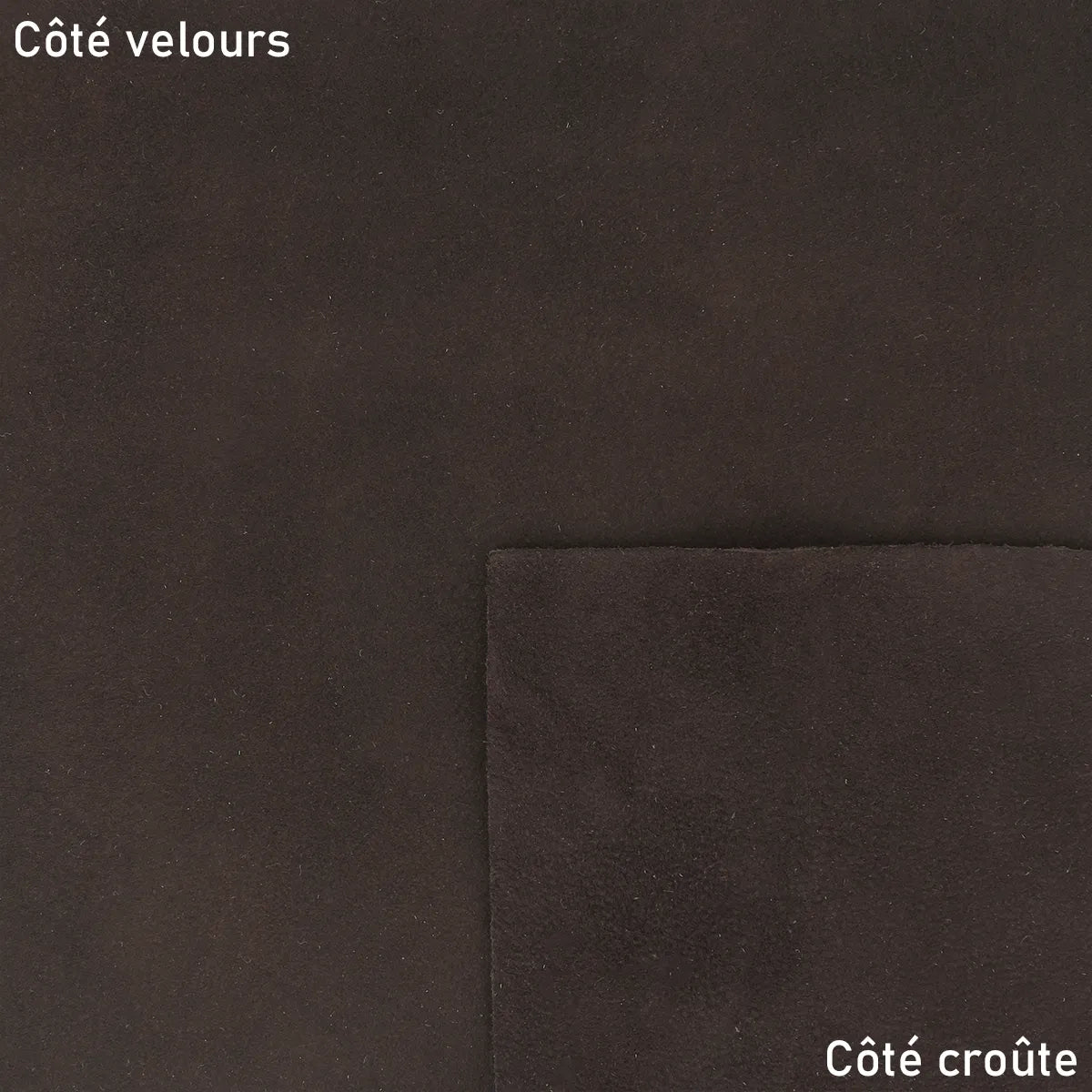 Cuir de chèvre velours marron chocolat. Cuir velours, fin idéal pour réaliser des bourses, pochettes, décorations et accessoires