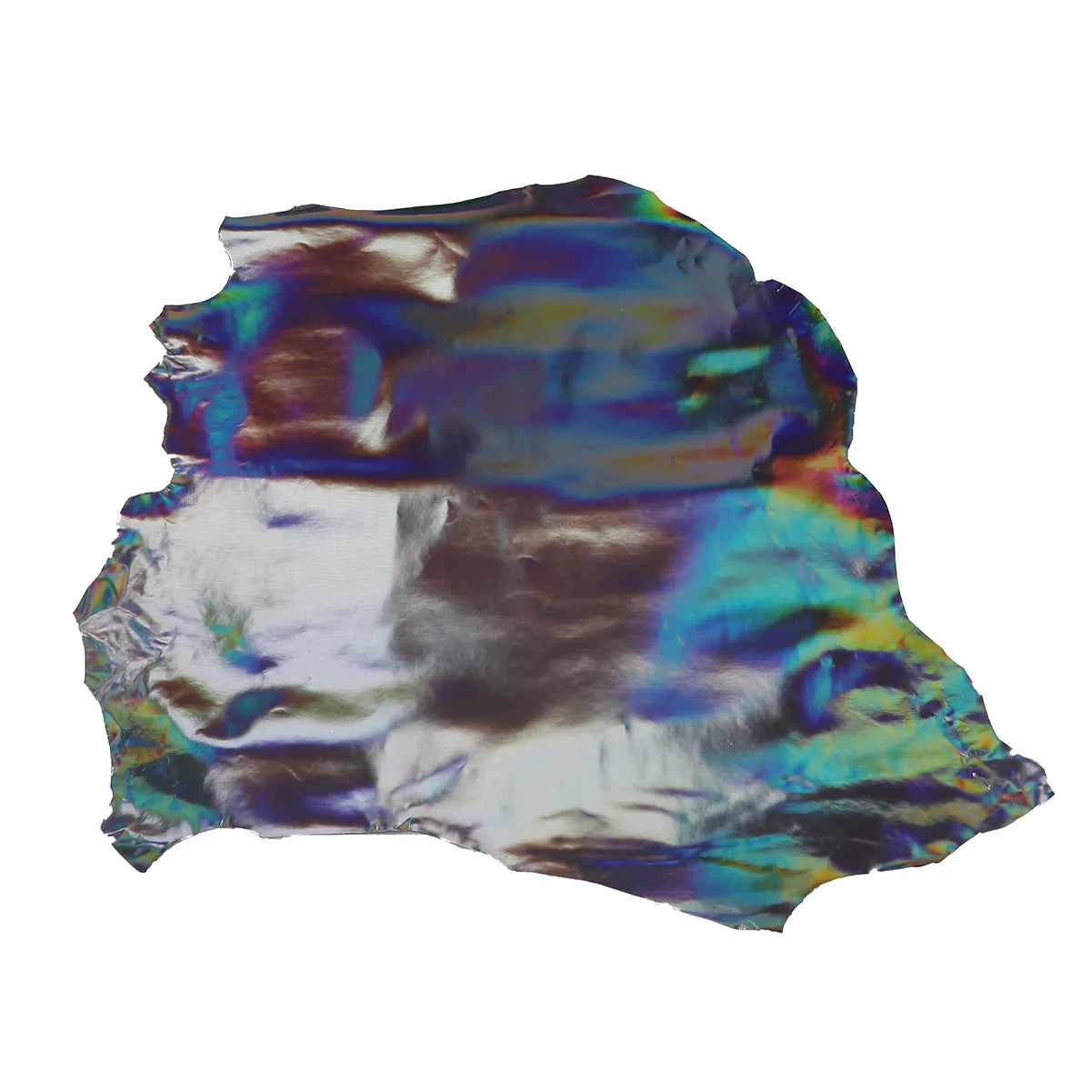 Peau entière en cuir de chèvre lisse - argent effet kaléidoscope R67 - Deco cuir