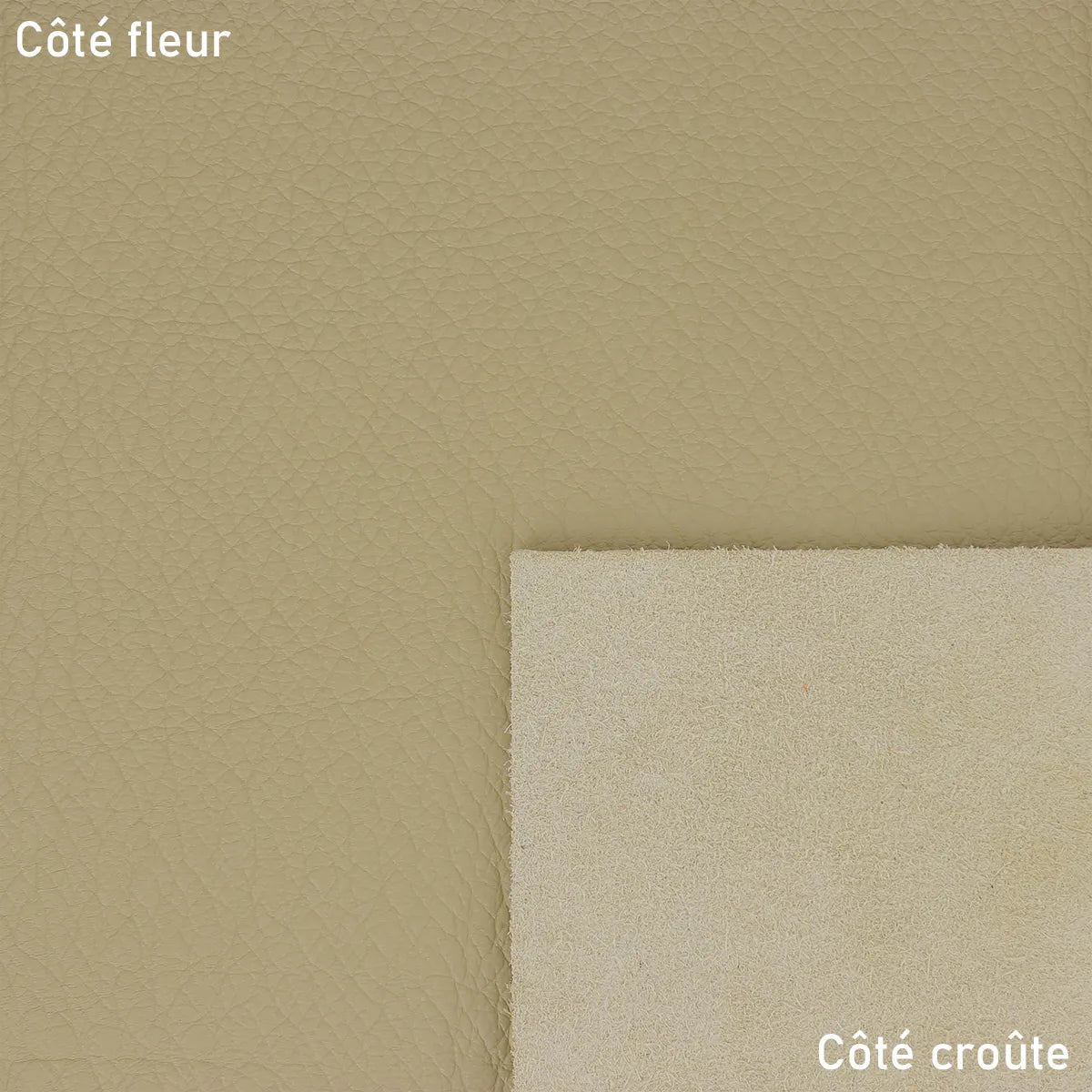 Peau de cuir de vachette Tilleul S16, texture grainée, finition naturelle, pour réalisation de maroquinerie ou accessoires.