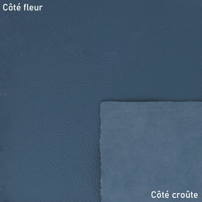 Cuir de chèvre grainé bleu