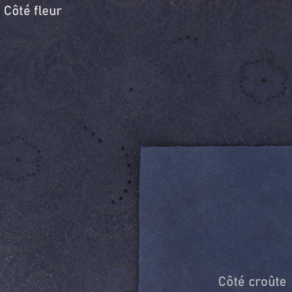Cuir de chèvre velours fantaisie - Bleu marine S30 - Deco cuir