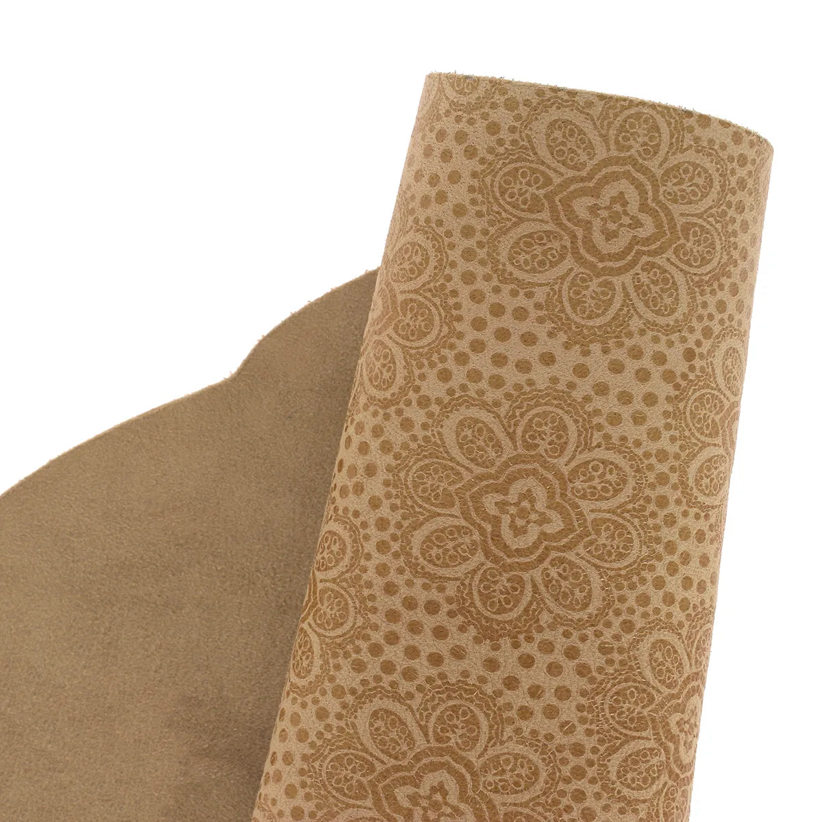 Peau en croûte de cuir de chèvre fantaisie - Beige floral S31 - Deco cuir