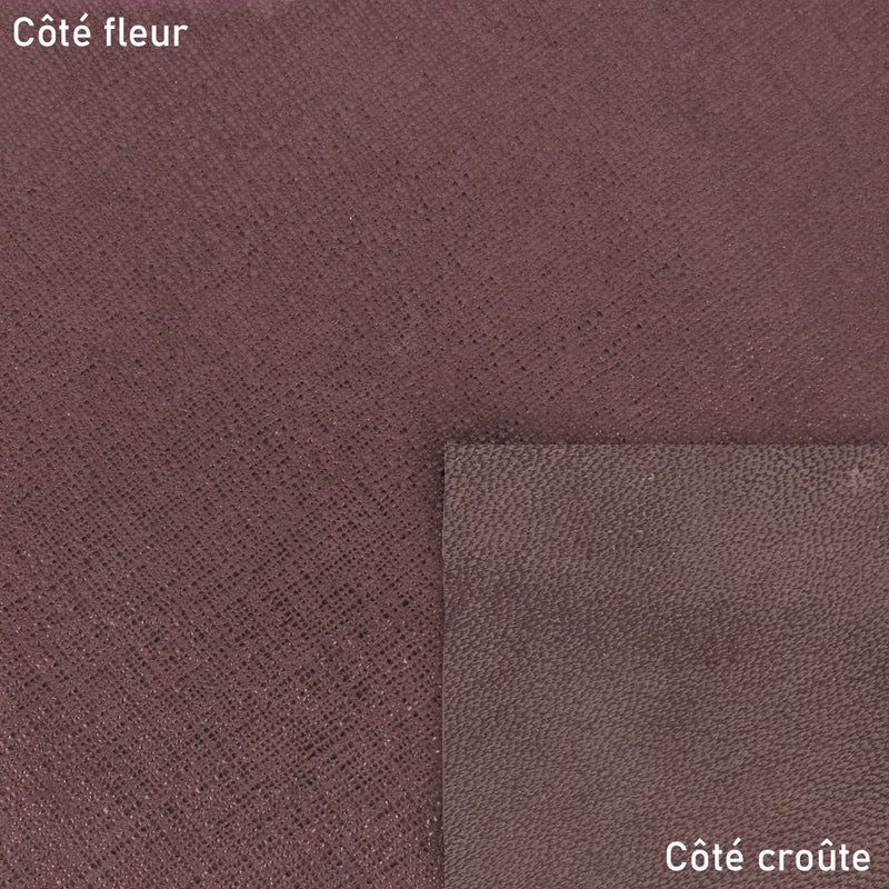 Cuir grain Saffiano rose métallisé