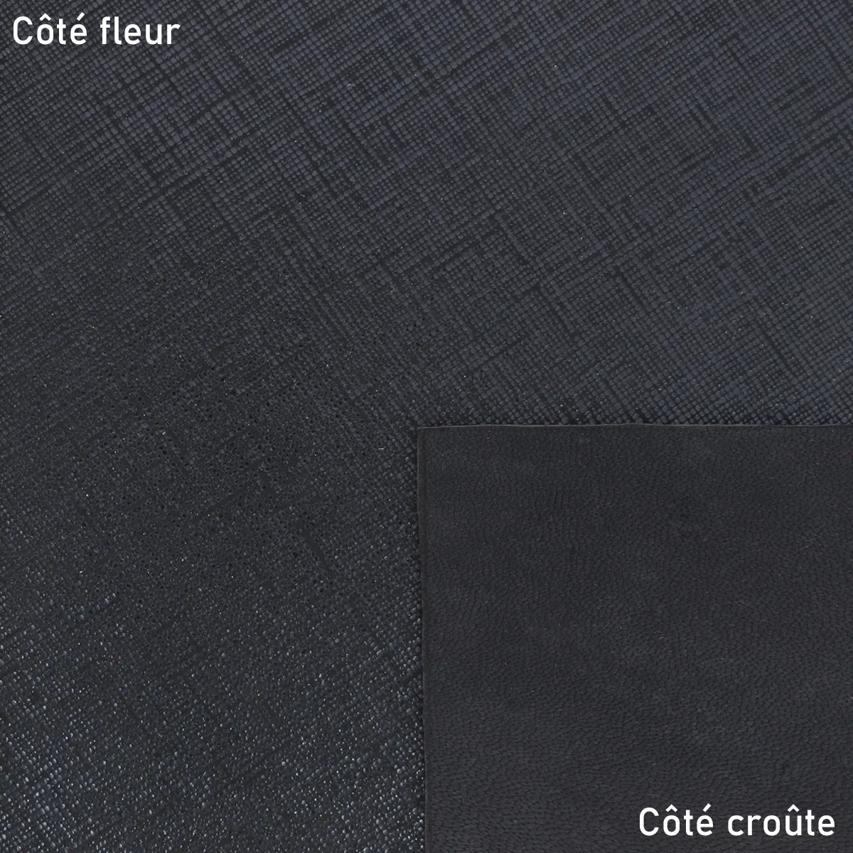 Cuir velours bleu foncé – Imprimé Saffiano