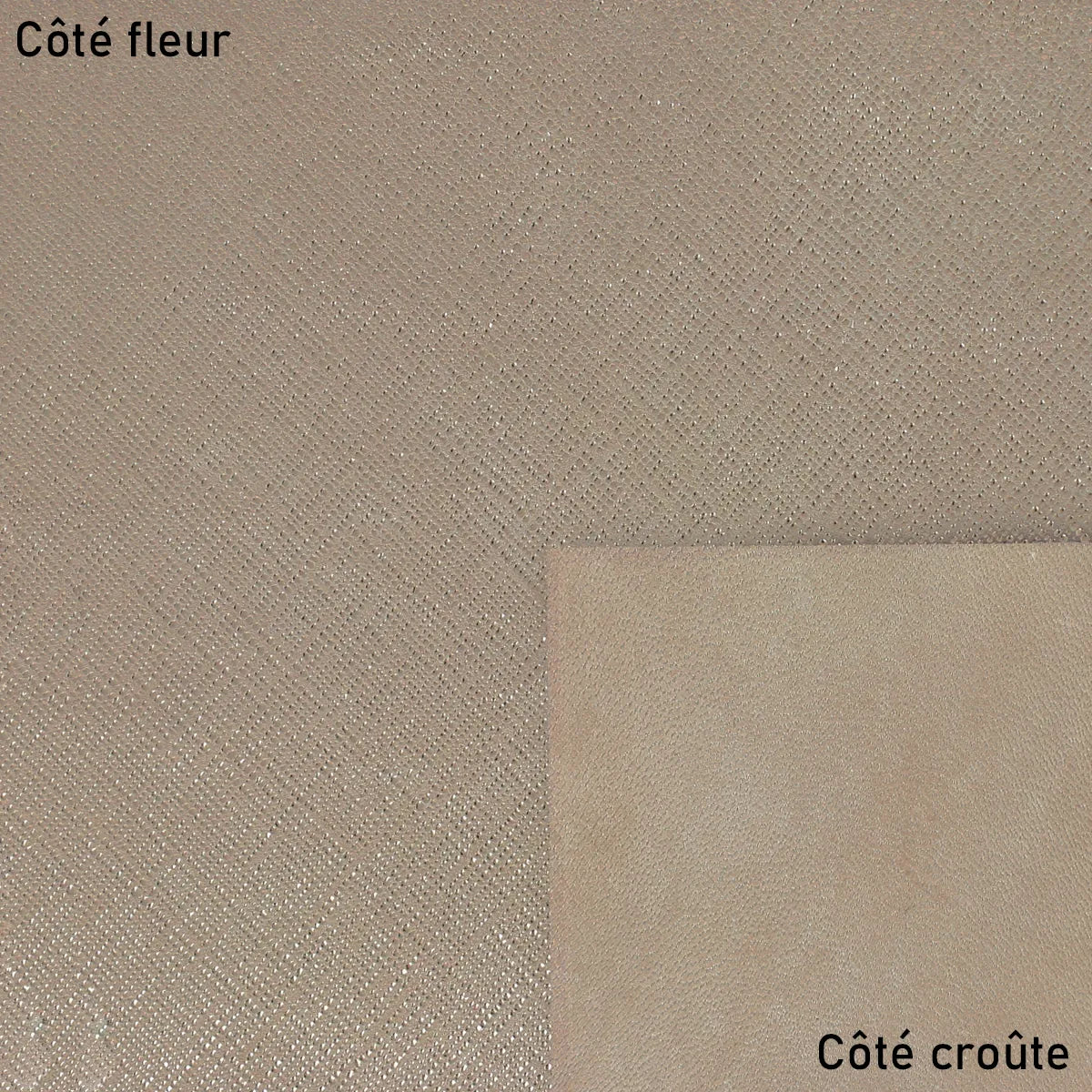 Cuir grain saffiano taupe doré