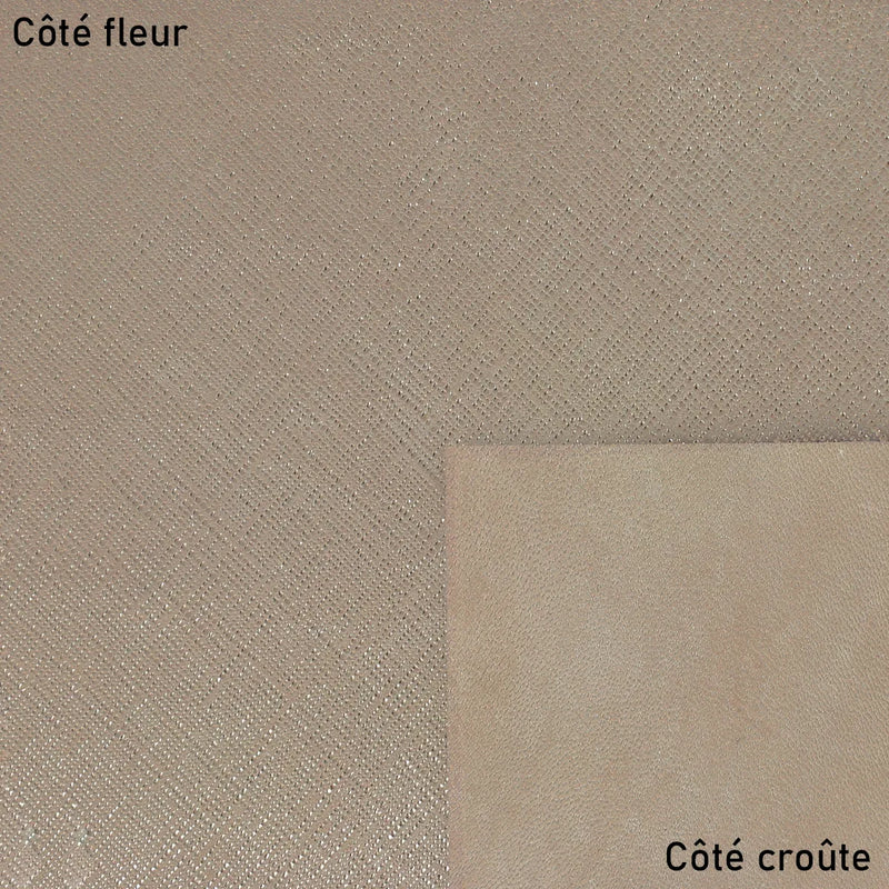 Cuir grain saffiano taupe doré