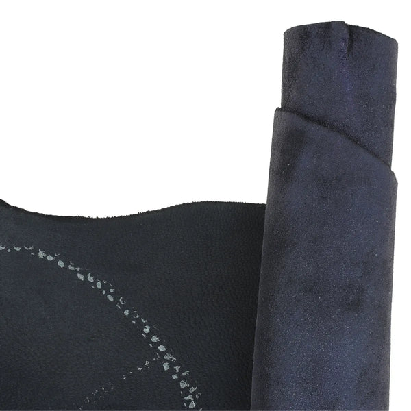 cuir chèvre pour maroquinerie bleu métallisé 