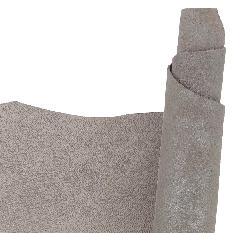 Cuir de chèvre taupe argenté effet pailleté 
