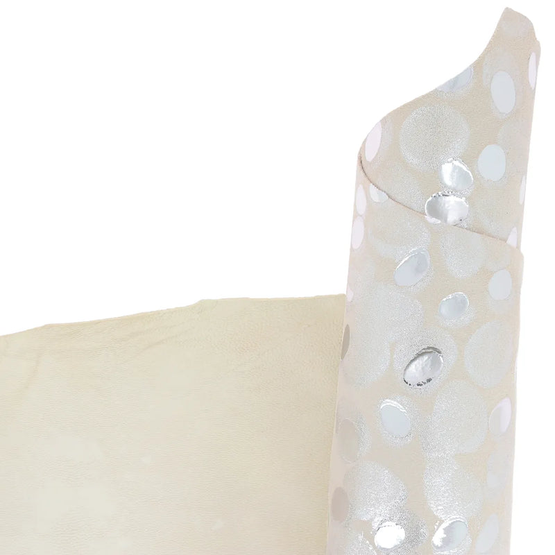 Peau cuir de chèvre fantaisie beige et argenté
