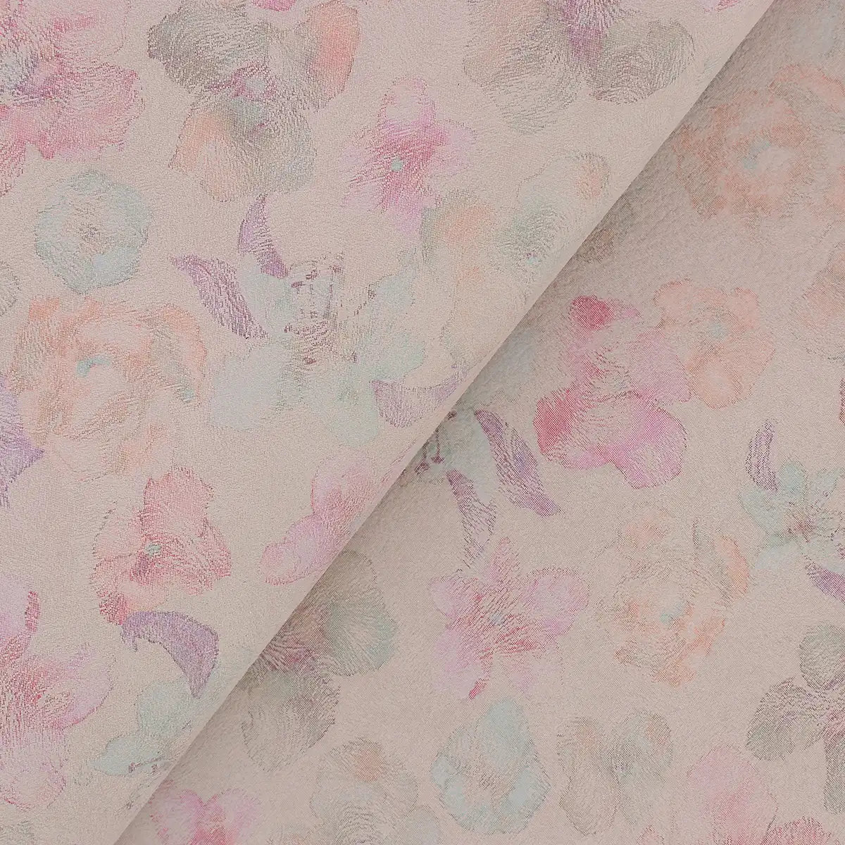 Peau de cuir de chèvre velours fantaisie avec motif floral nude, texture douce et élégante, pour projets de maroquinerie ou mode.