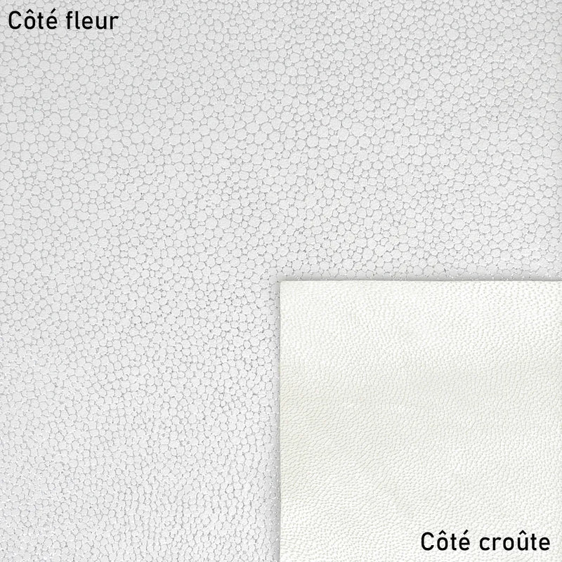 Peau de cuir blanche et argentée scintillante