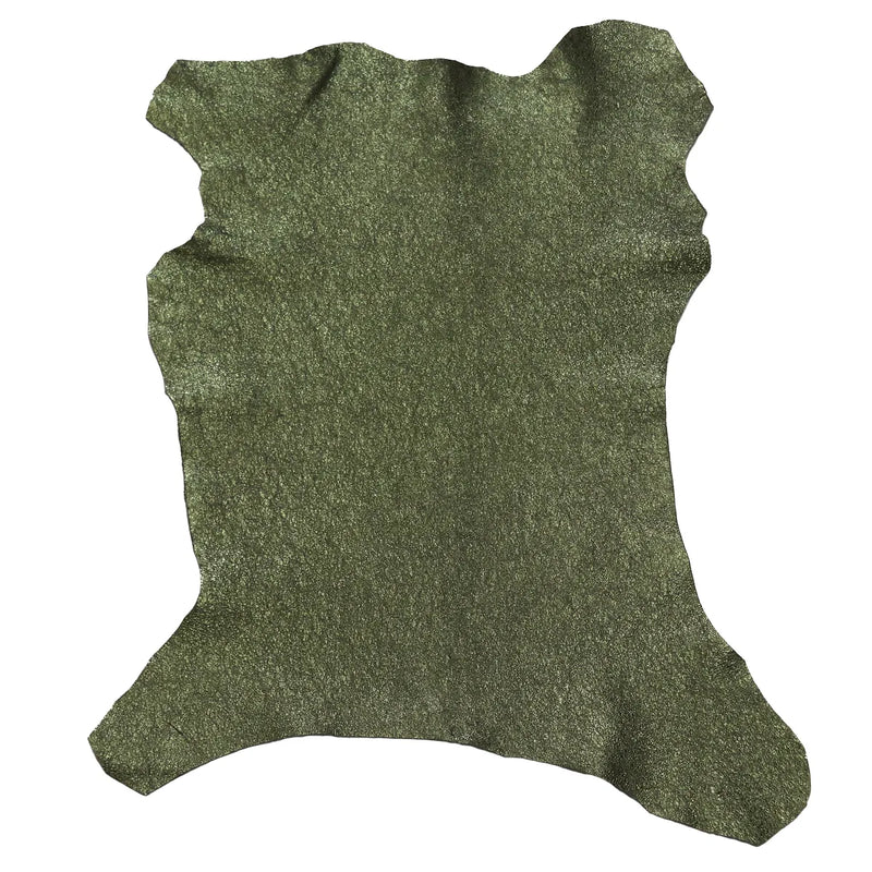 Cuir velours vert métallisé pour créations uniques