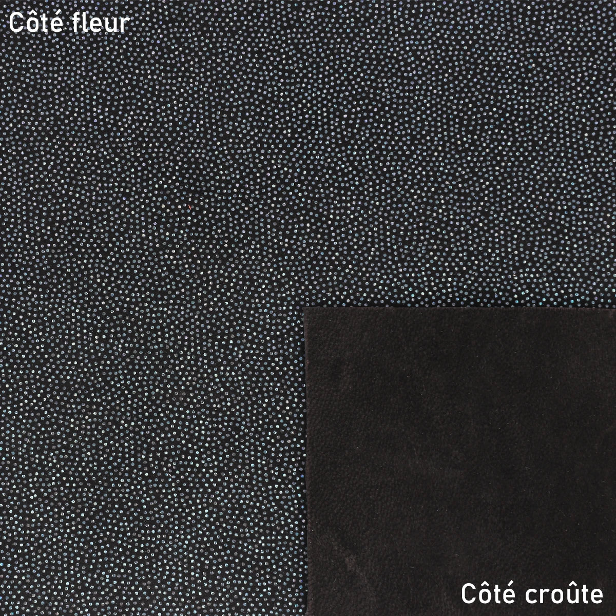 Peau de cuir bleu nuit scintillant pour créations lumineuses