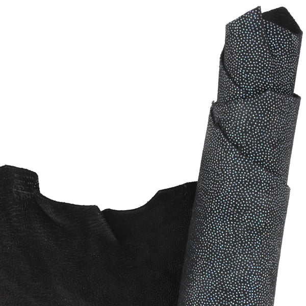 Cuir de chèvre velours bleu nuit pailleté