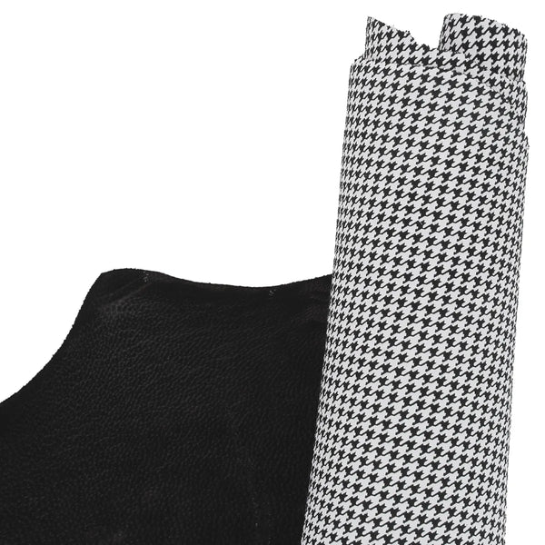 Cuir de chèvre fantaisie imprimé pied de poule