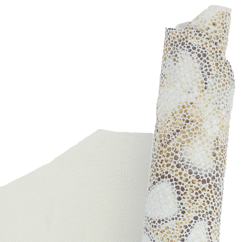 Cuir de chèvre imprimé reptile tons écrus et marron 