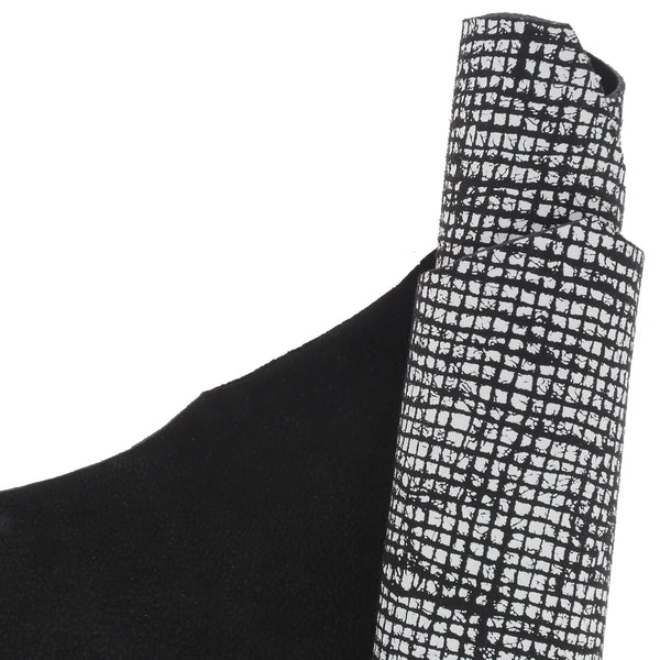 Cuir de chèvre noir et blanc mat effet reptile