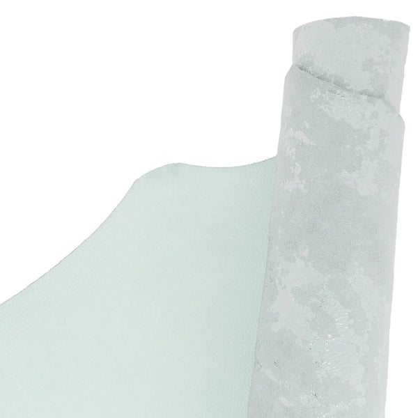 Cuir de chèvre fantaisie bleu ciel et argenté