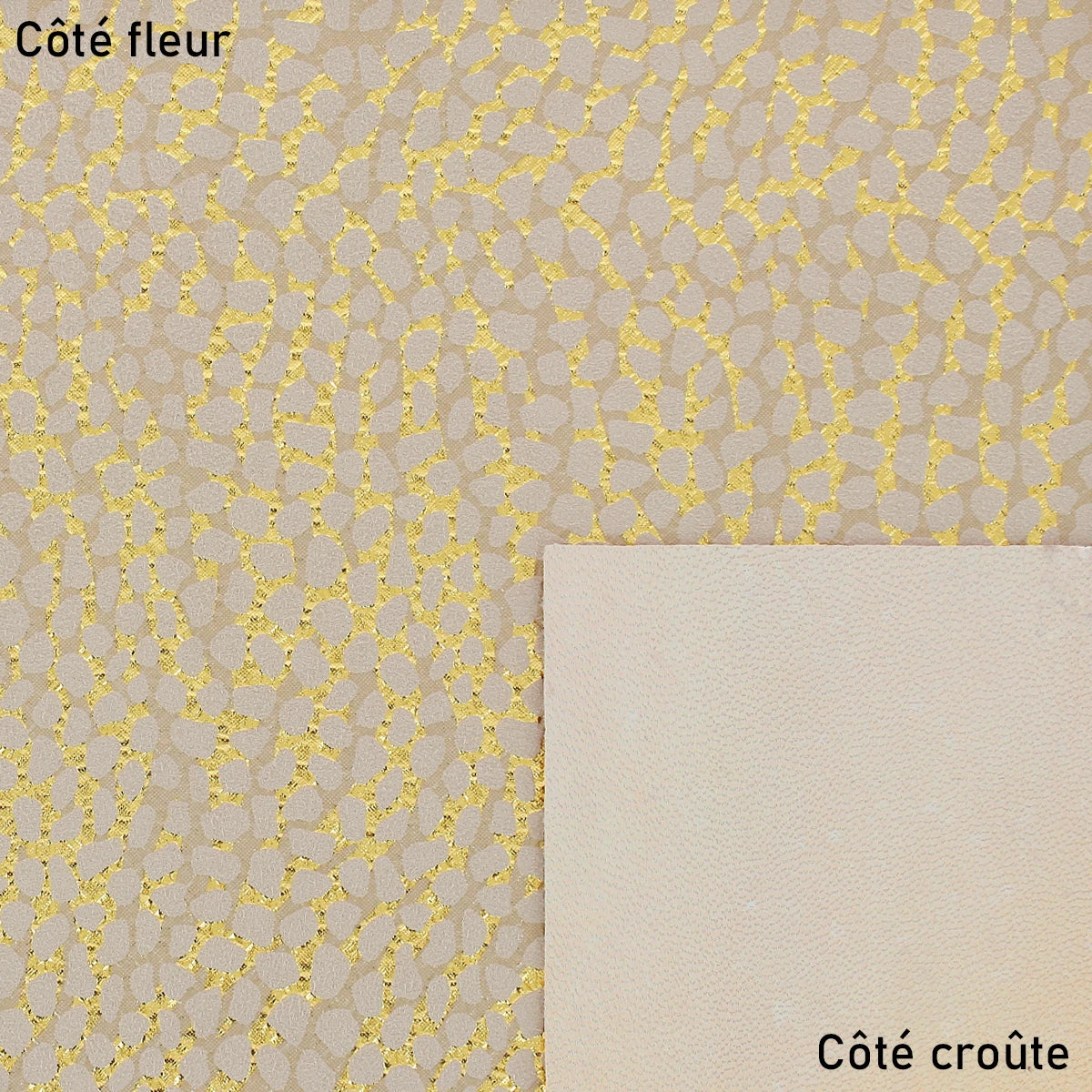 Peau de cuir velours motifs galets sur fond or