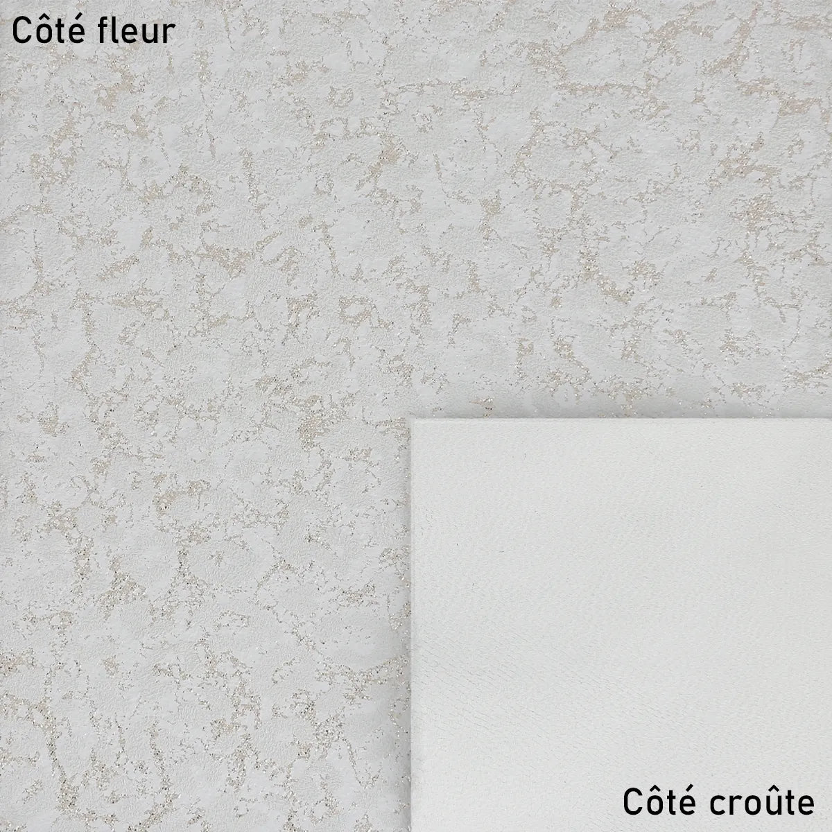 Cuir de chèvre imprimé grain Saffiano blanc doré