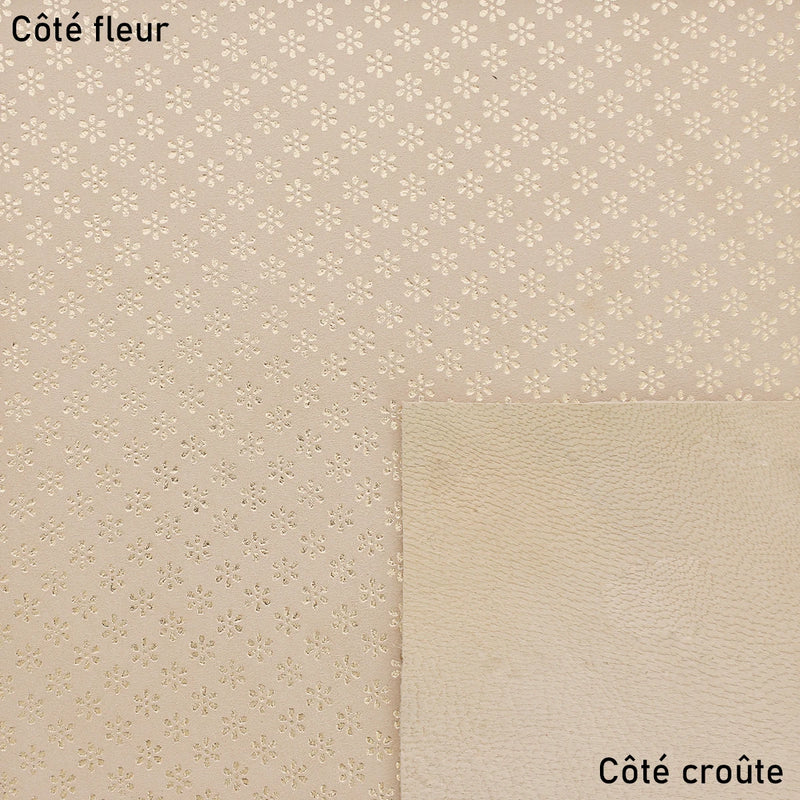 Peau de cuir velours imprimé fleurs dorées