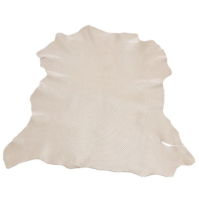 Cuir fantaisie beige à motif floral doré