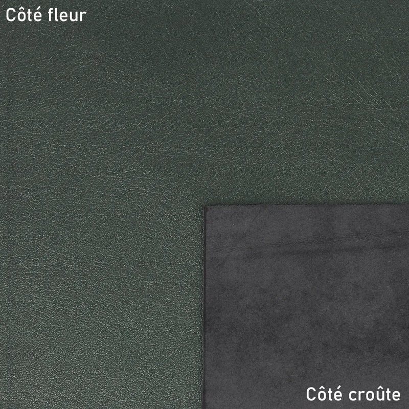 Cuir grain fin et naturel vert foncé