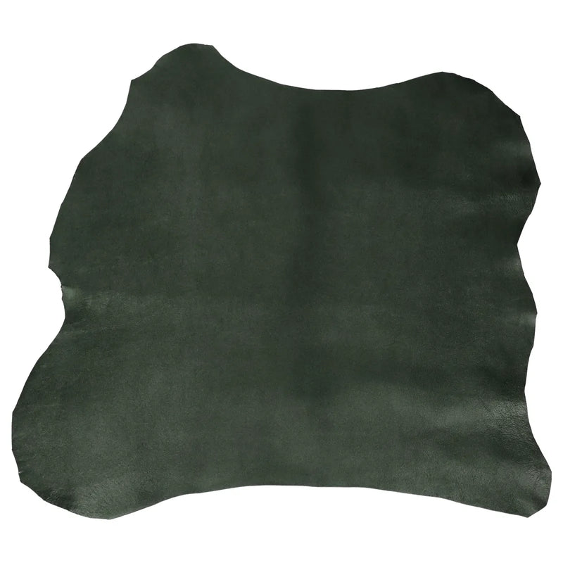 Peau de cuir d’agneau souple vert foncé métallisé