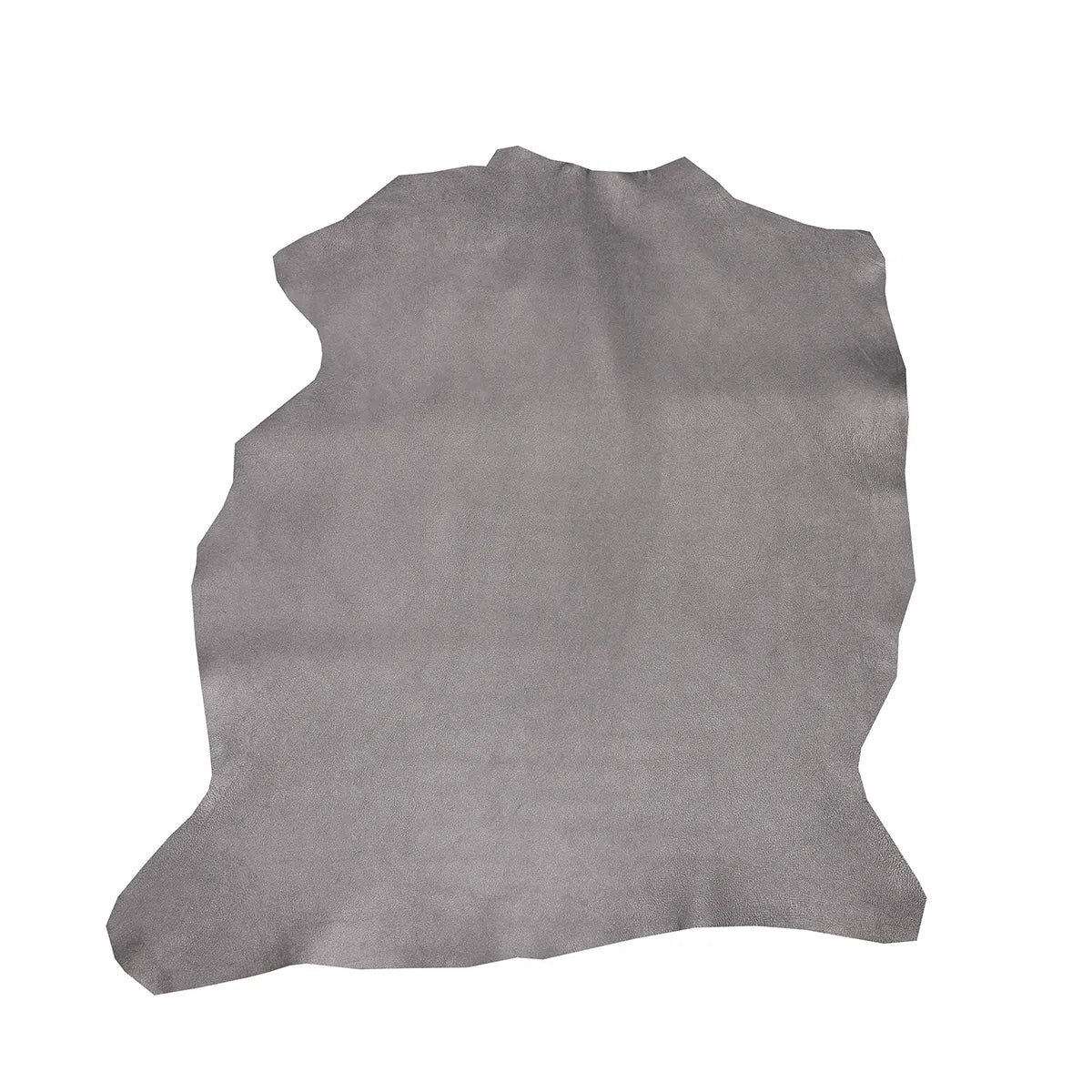 Peau de cuir d'agneau métallisé gris tungstène, texture lisse et brillante, pour créations de maroquinerie ou mode.