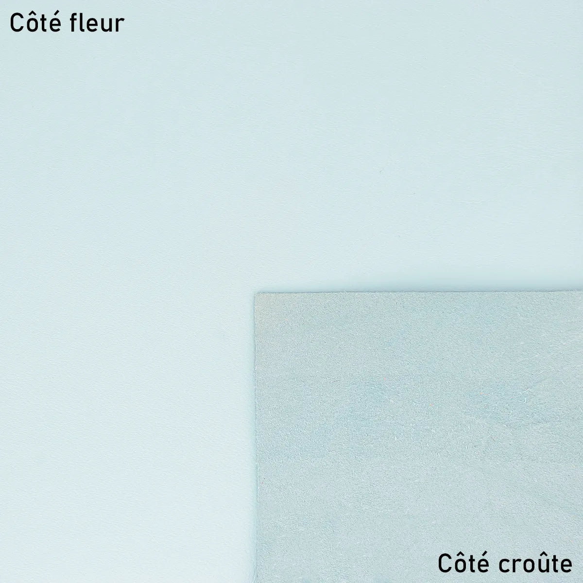 Cuir d'agneau lisse bleu ciel. Cuir nappa, fin et souple idéal pour la conception de doublure, petite maroquinerie...