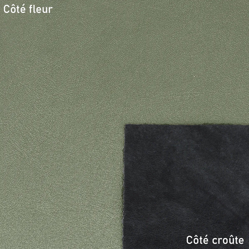 Peau de cuir vert métallisé pour créations modernes