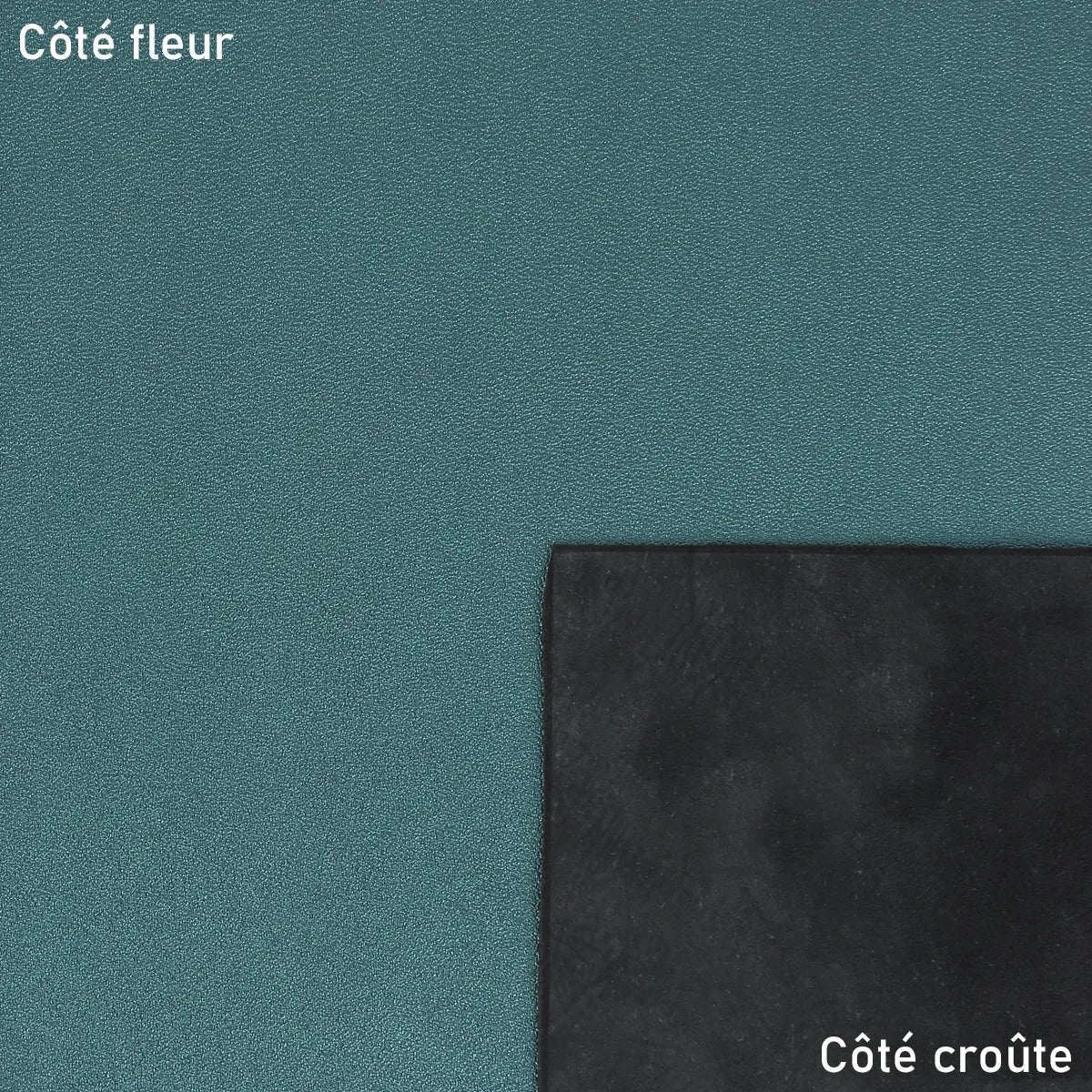 Cuir grain fin et naturel bleu canard