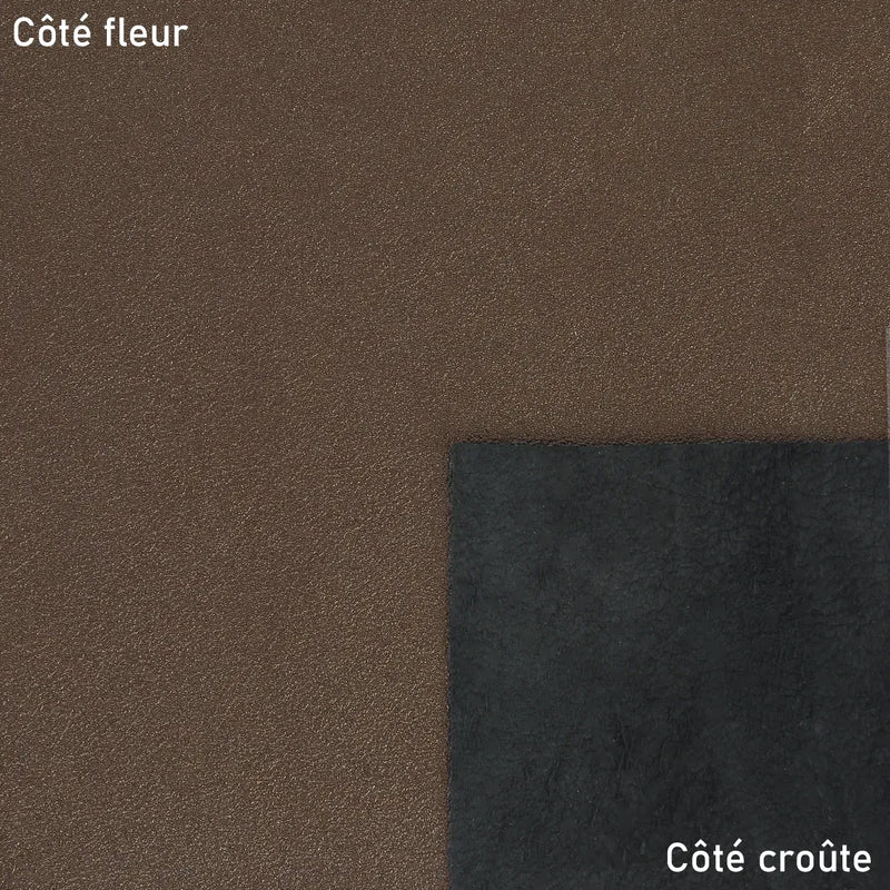 Cuir grain naturel et fin marron métallisé
