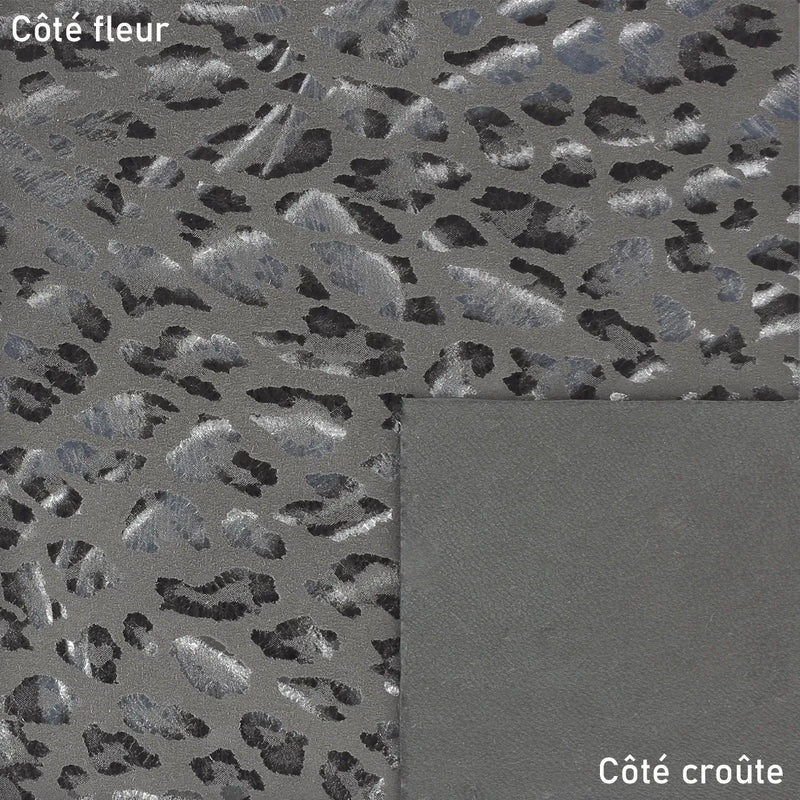 Cuir imprimé léopard gris