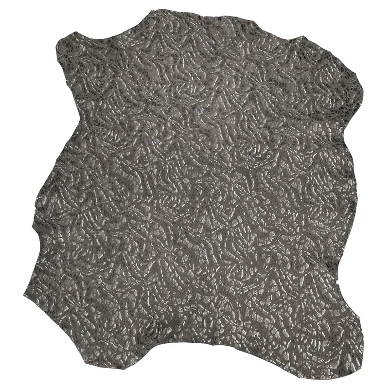Peau de cuir de chèvre velours imprimé léopard gris
