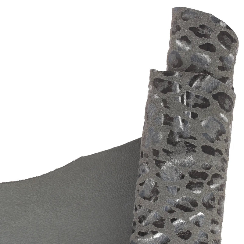 Cuir de chèvre fantaisie – Gris léopard