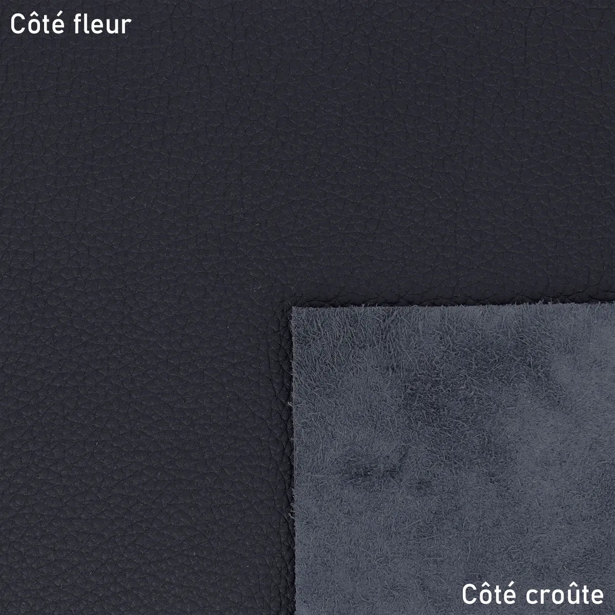 Pièce de cuir grainée prédécoupée couleur bleu marine, pour réaliser de la petite maroquinerie, petite pochette...