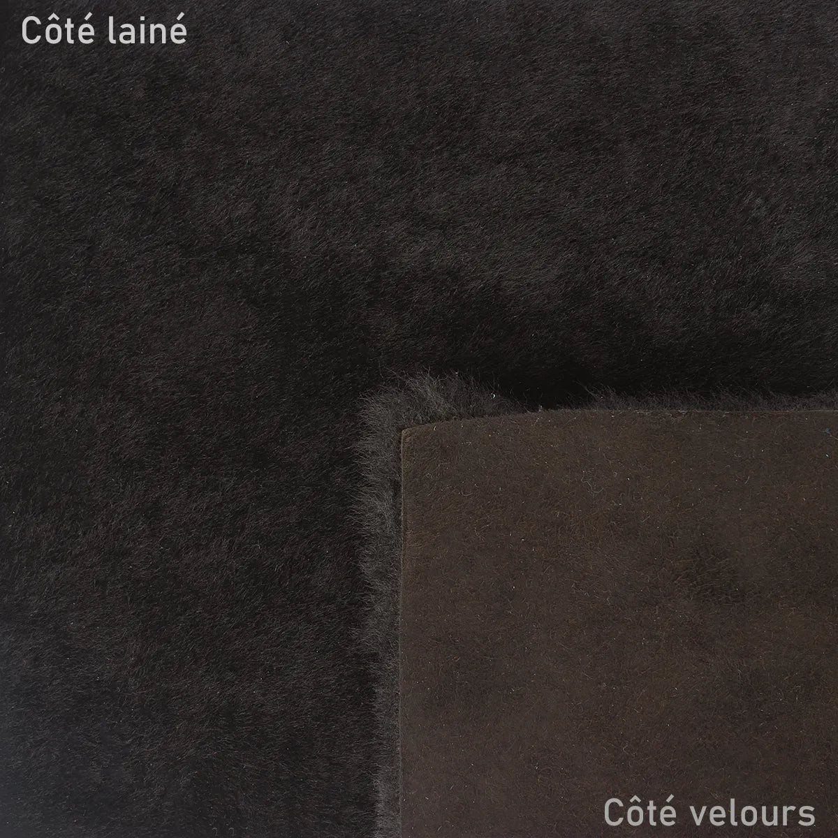 Cuir de mouton lainé - Marron foncé T85 - Deco cuir